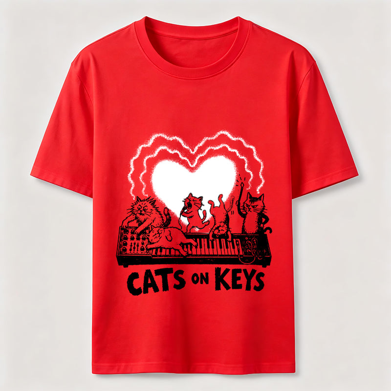 Cats On Keys Music Cat Lover Graphic Tee