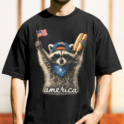 Feral & Free Racoon , 4th of July , USA Independence Day Comfort Shirt TH10 170095