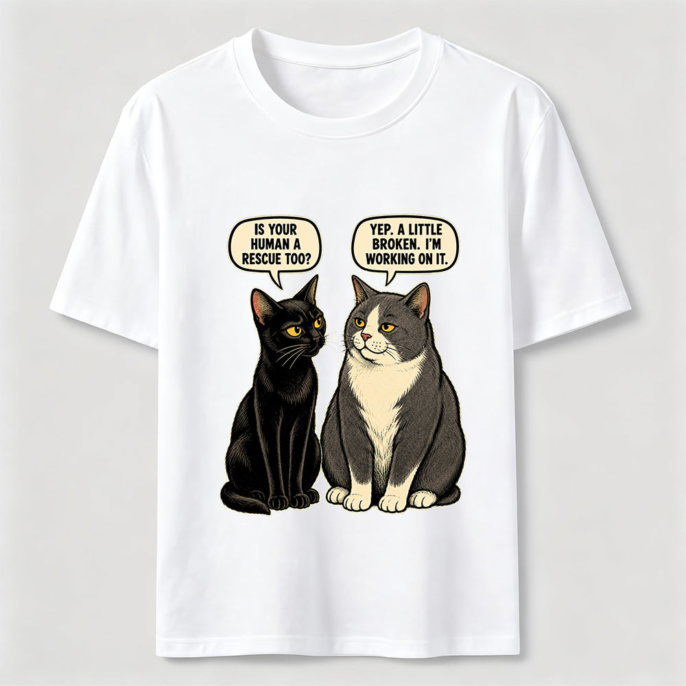 Rescue Human Cat Conversation T-Shirt