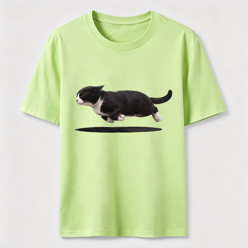 Flying Tuxedo Cat Graphic T-Shirt