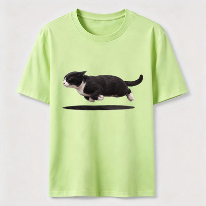 Flying Tuxedo Cat Graphic T-Shirt