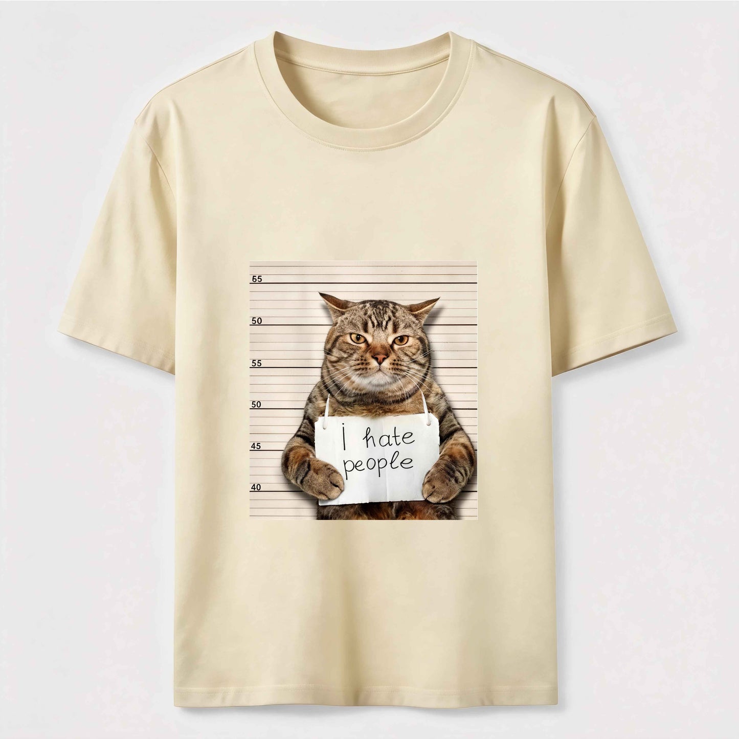 I Hate People Funny Mugshot Cat Graphic Tee