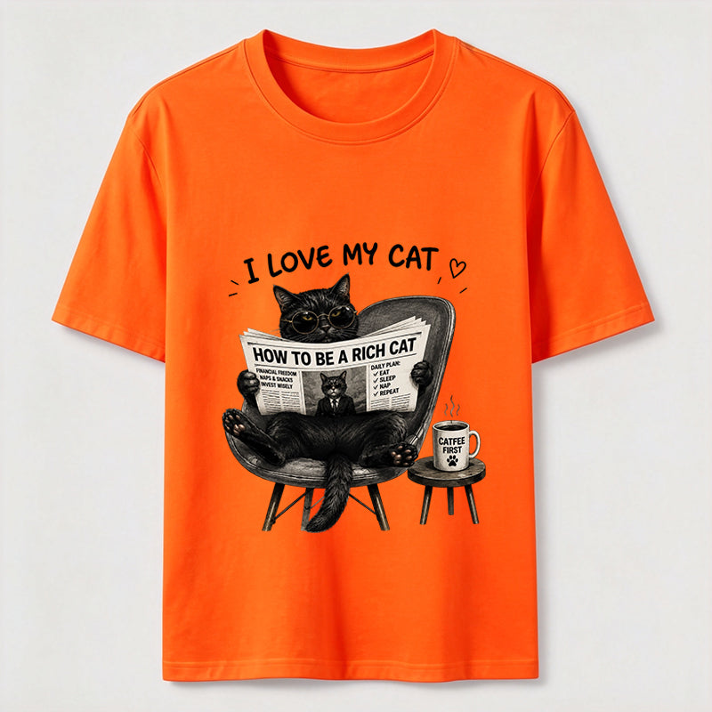 How To Be A Rich Cat Shirt Lazy Cat Coffee Lover Graphic Tee