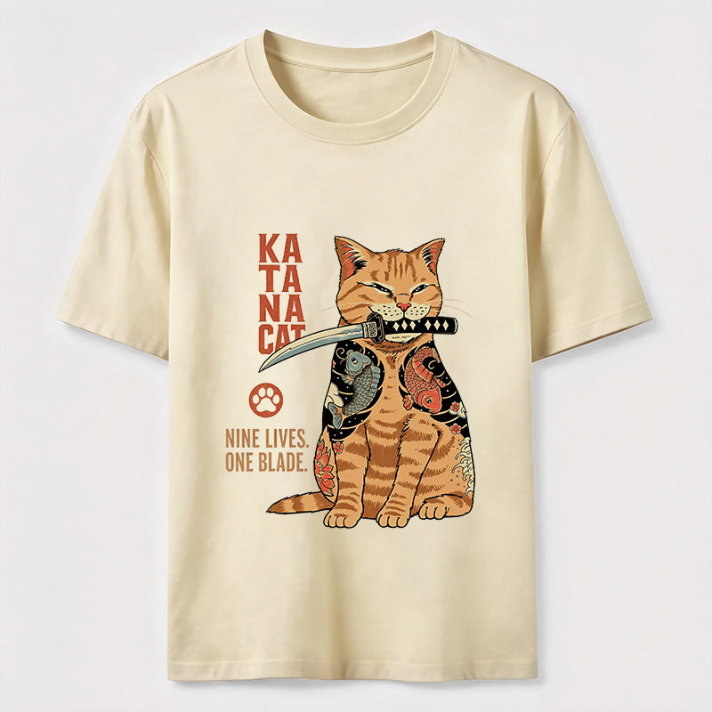 Nine Lives One Blade Samurai Cat T-Shirt