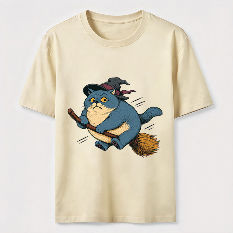 Witch Cat On A Broom T-Shirt