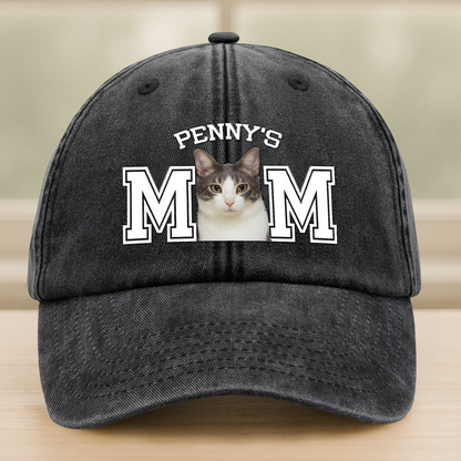Custom Dog Dad Washed Denim Baseball Cap - Personalized Photo Pet Dad Hat for Men