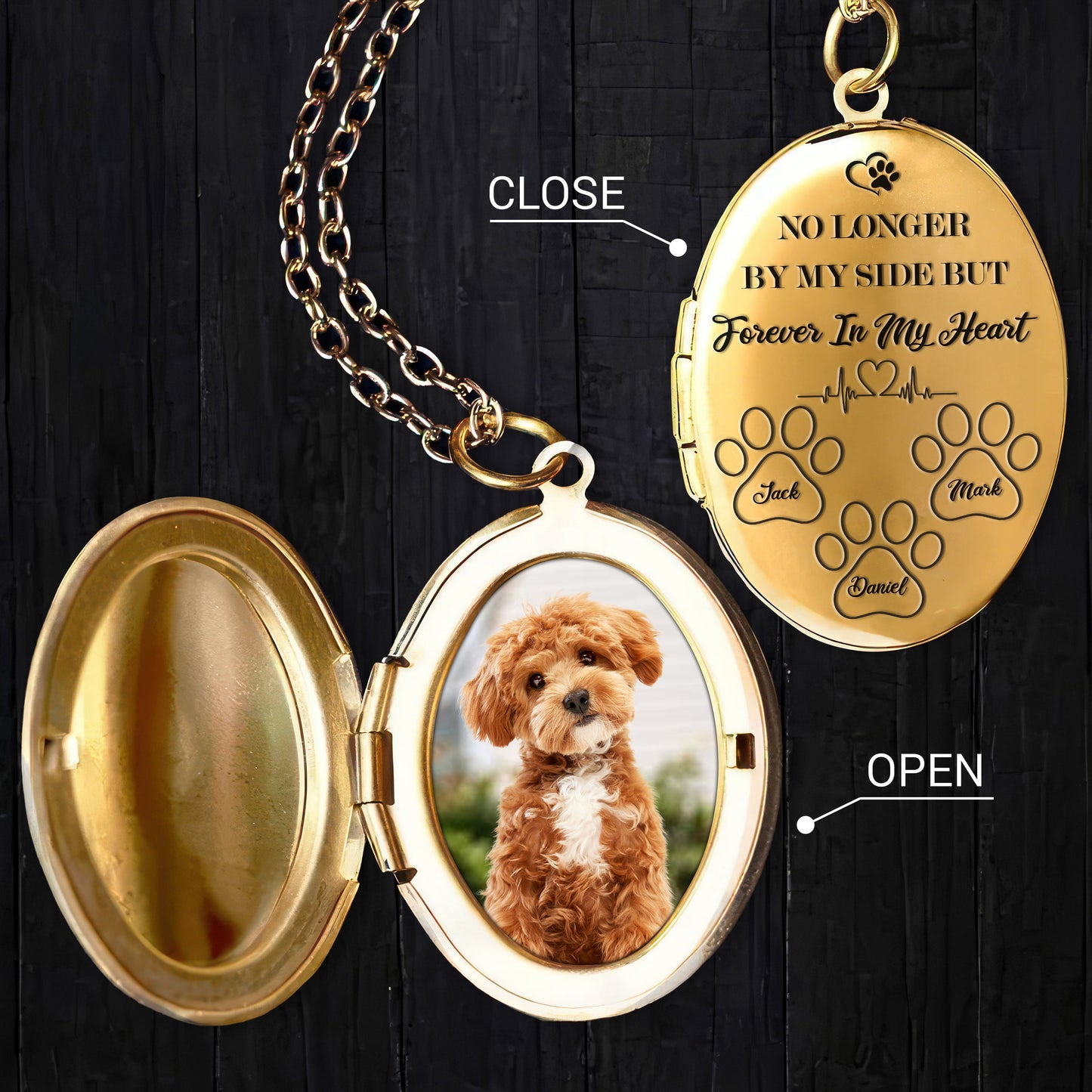 Custom Pet Photo You Left Paw Prints On My Heart Memorial Locket Necklace LM32 893323