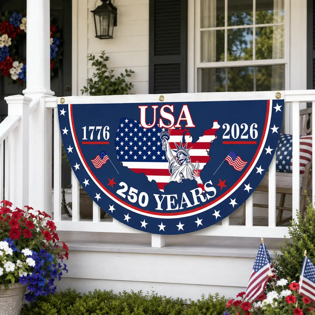 USA 250 Years 1776 - 2026 Non-Pleated Fan Flag TH10 170157