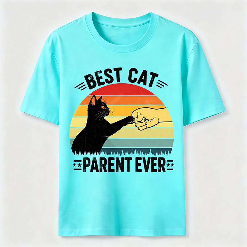 Best Cat Parent Ever T-Shirt Funny Black Cat Graphic