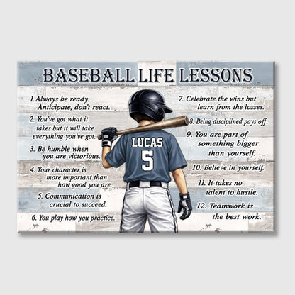 Personalized Baseball Life Lessons Poster / Canvas - Gift for Sports Families