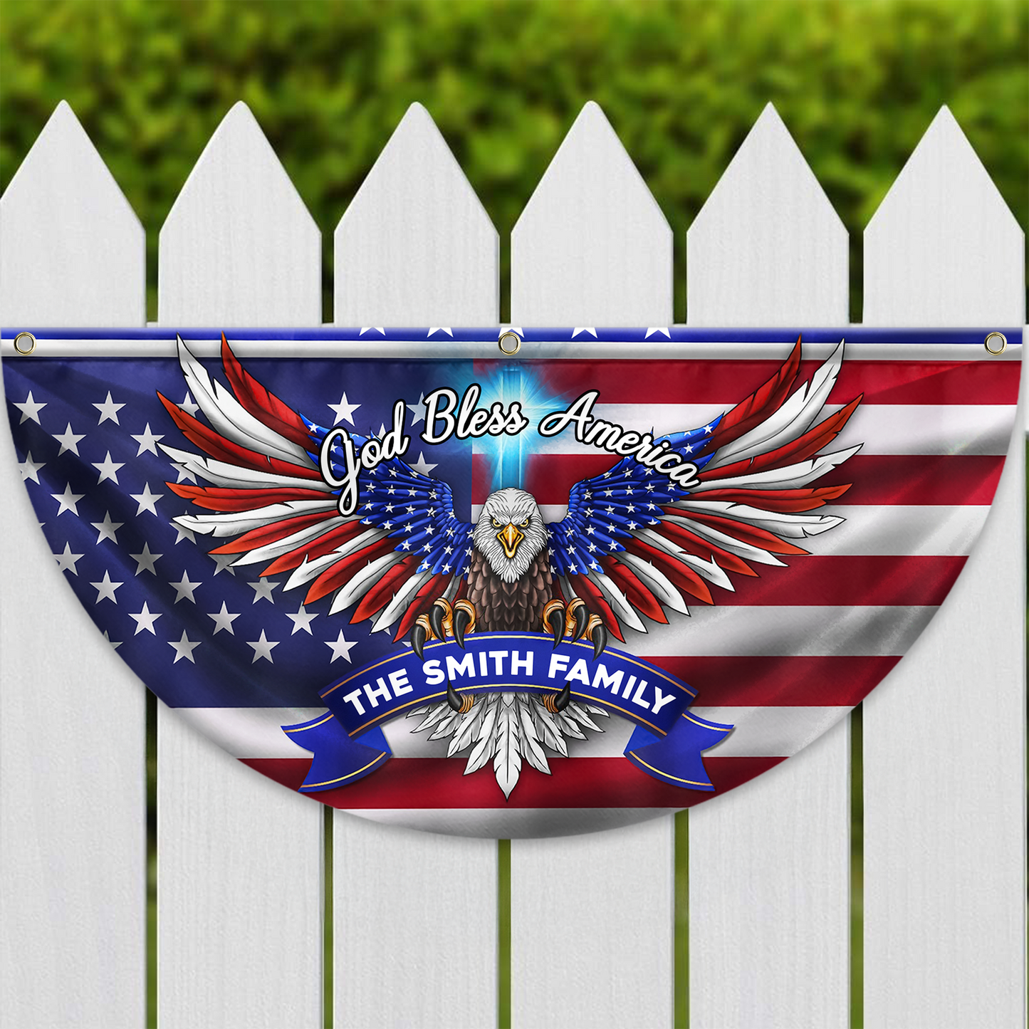 Custom Family Name Faith, Family & Freedom America Non-Pleated Fan Flag HA75 898786