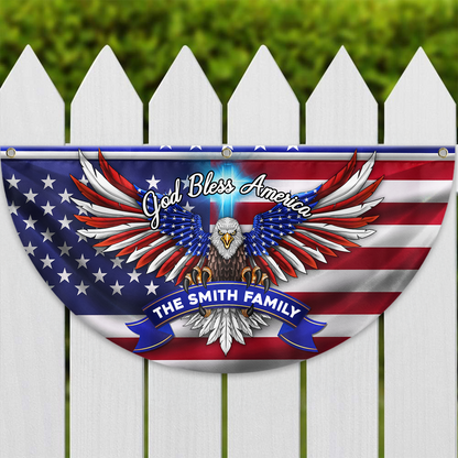Custom Family Name Faith, Family & Freedom America Non-Pleated Fan Flag HA75 898786