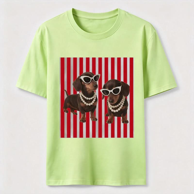 Cool Dachshund Stylish Wiener Dog Sunglasses Graphic Tee