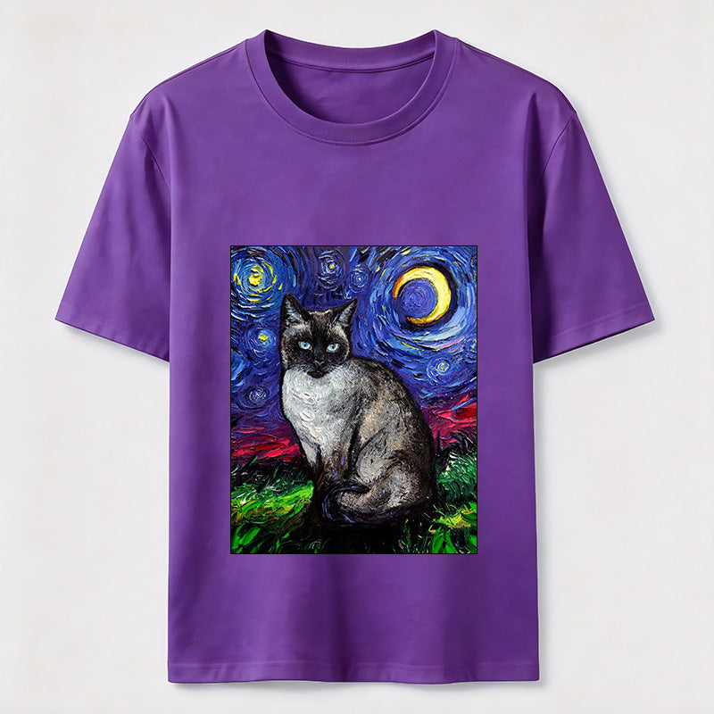 Starry Night Siamese Cat T-Shirt