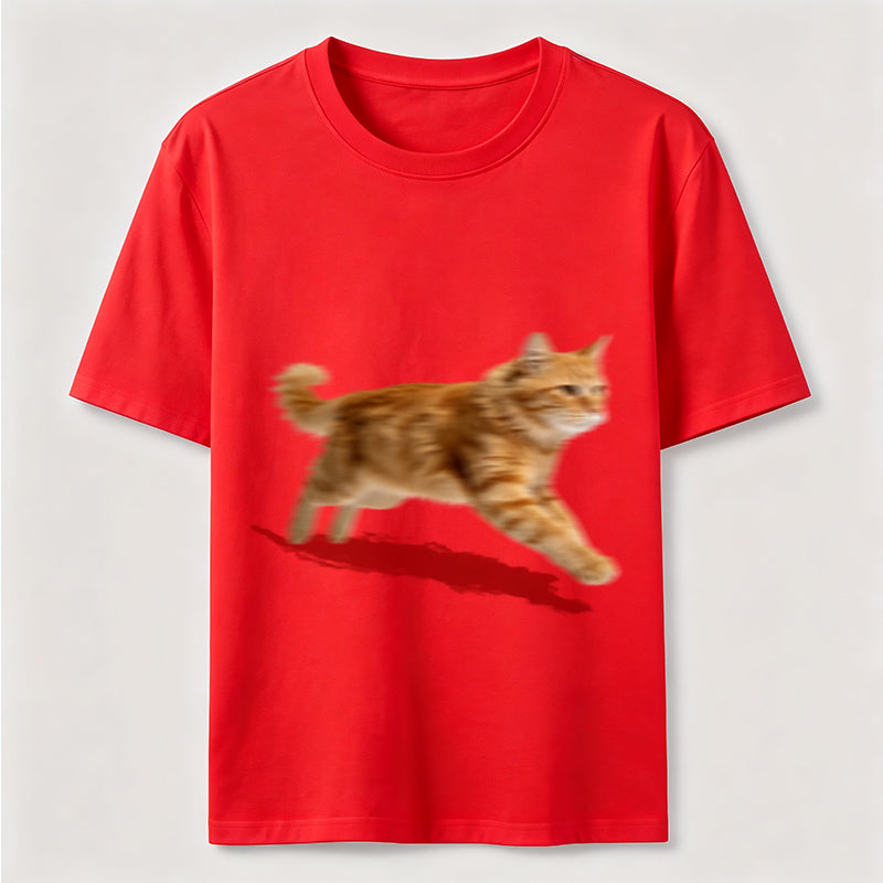 Orange Tabby Cat Running T-Shirt