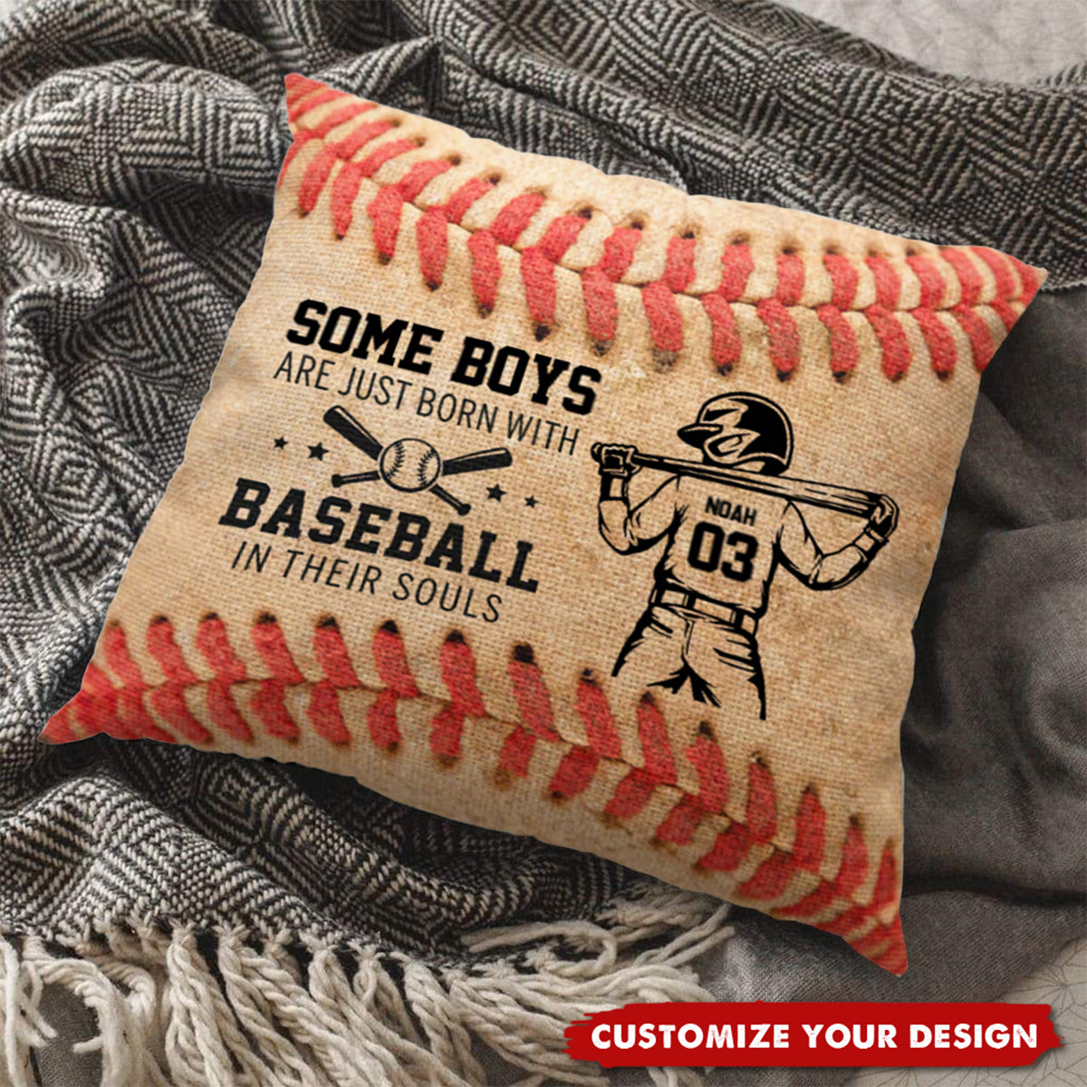 Personalized baseball soul pillow with custom name and number for boys and girls - unique sports gift image 7