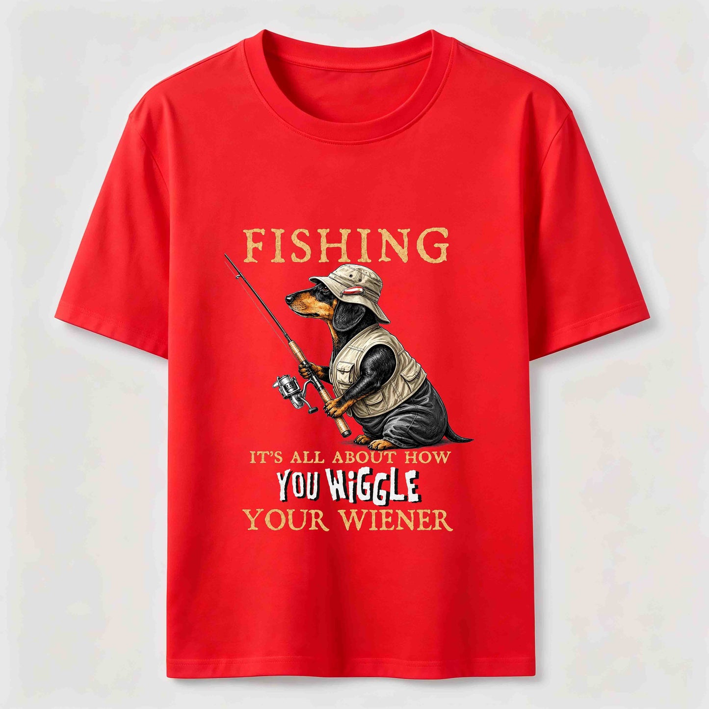 Dachshund Fishing Club Outdoor Wiener Dog Graphic Tee