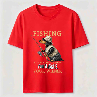 Dachshund Fishing Club Outdoor Wiener Dog Graphic Tee