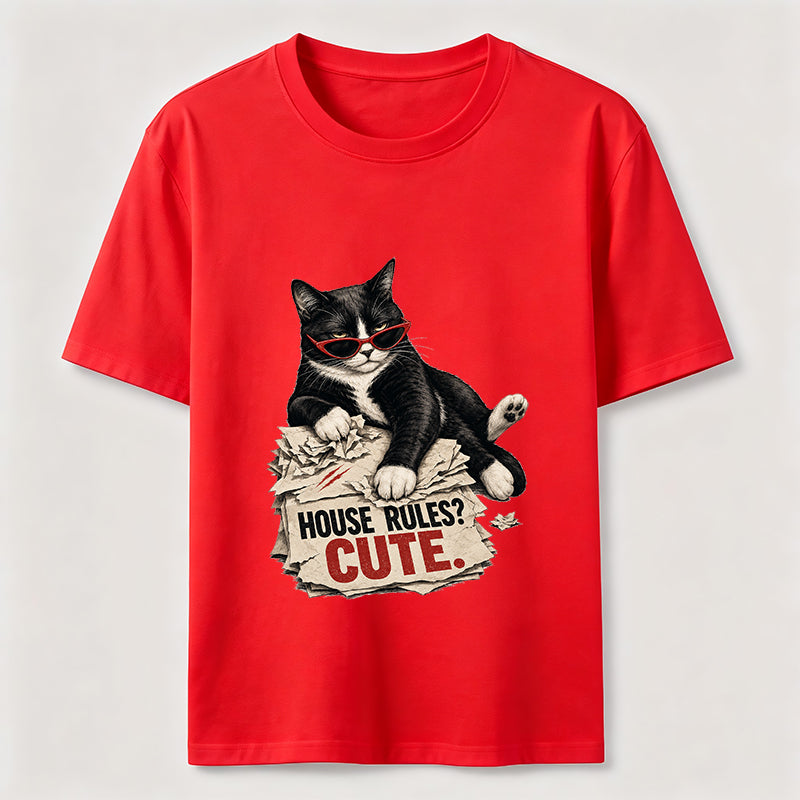 House Rules Cute Cat Tee