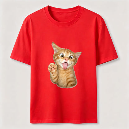 Funny Orange Kitten Wave Tee