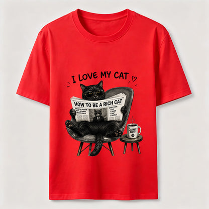 How To Be A Rich Cat Shirt Lazy Cat Coffee Lover Graphic Tee