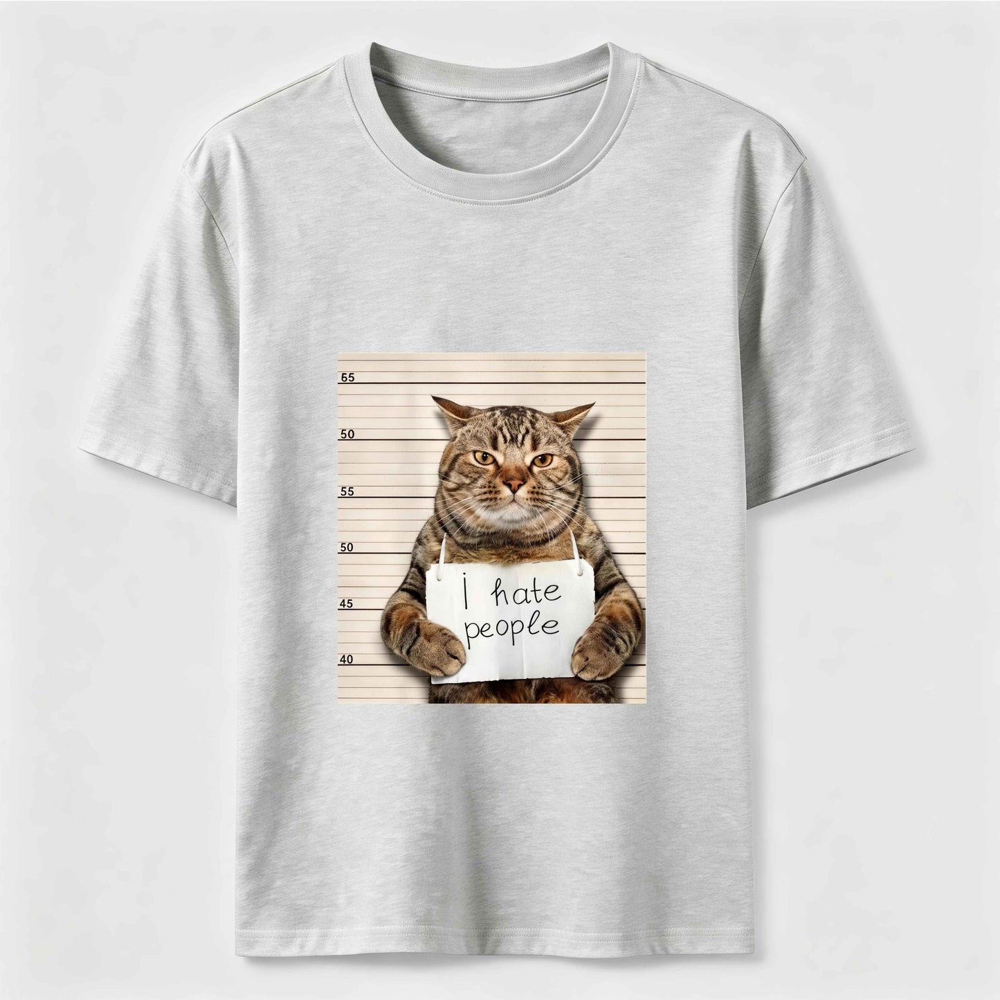 I Hate People Funny Mugshot Cat Graphic Tee