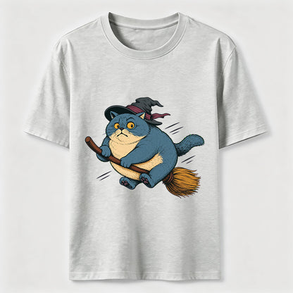 Witch Cat On A Broom T-Shirt