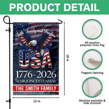 Custom Name Faith, Family & Freedom 250 Years of America Patriotic Garden Flag LM32 897165