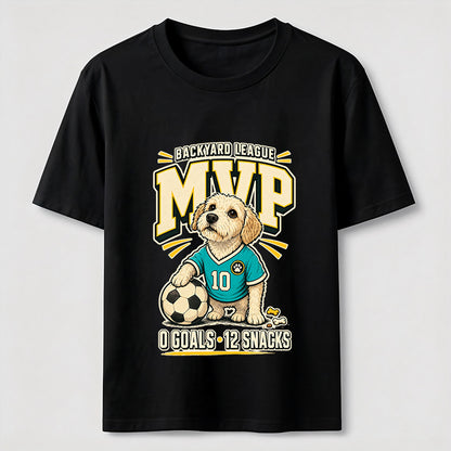Funny Soccer Dog Backyard League MVP Puppy Graphic Tee