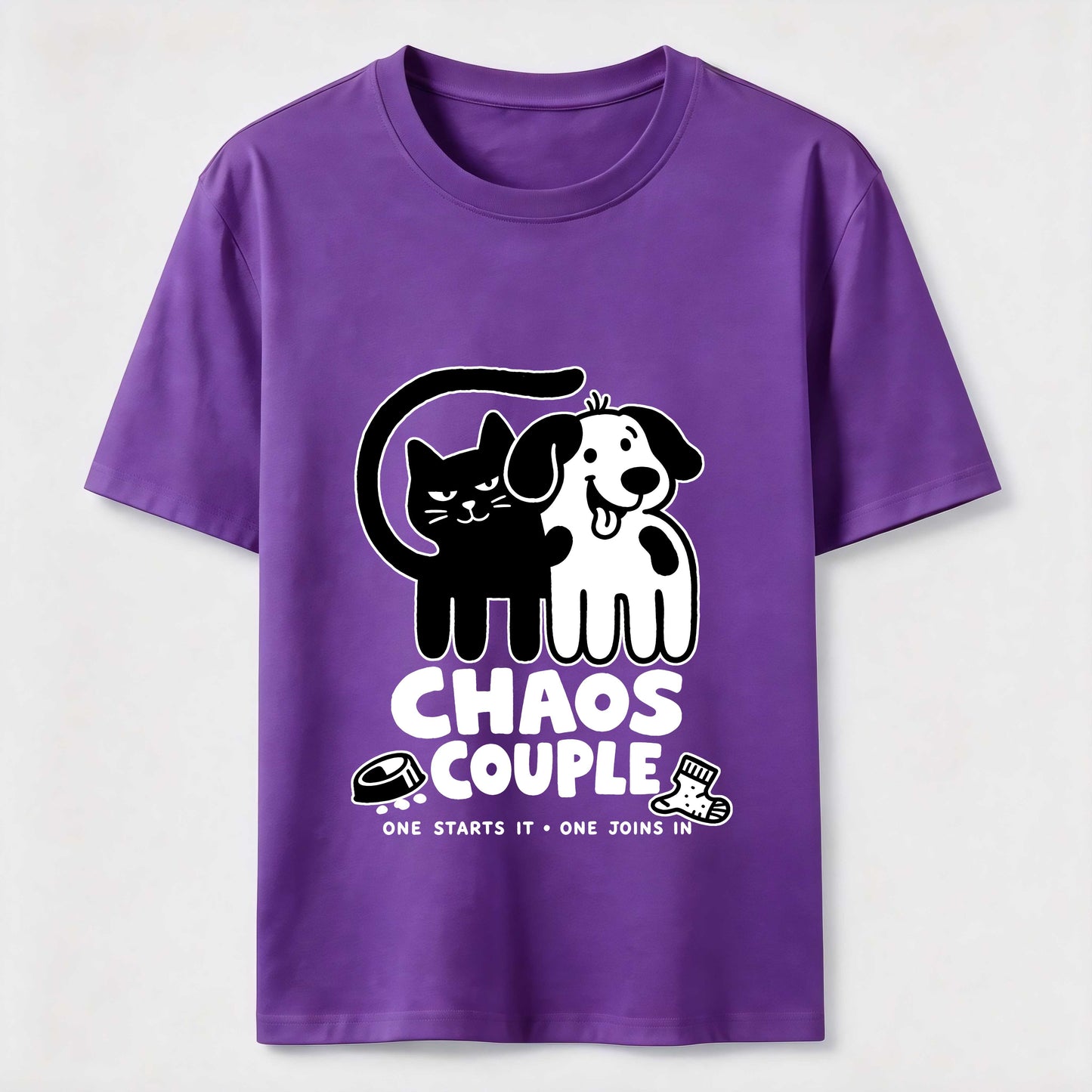 Chaos Couple Cat And Dog Tee