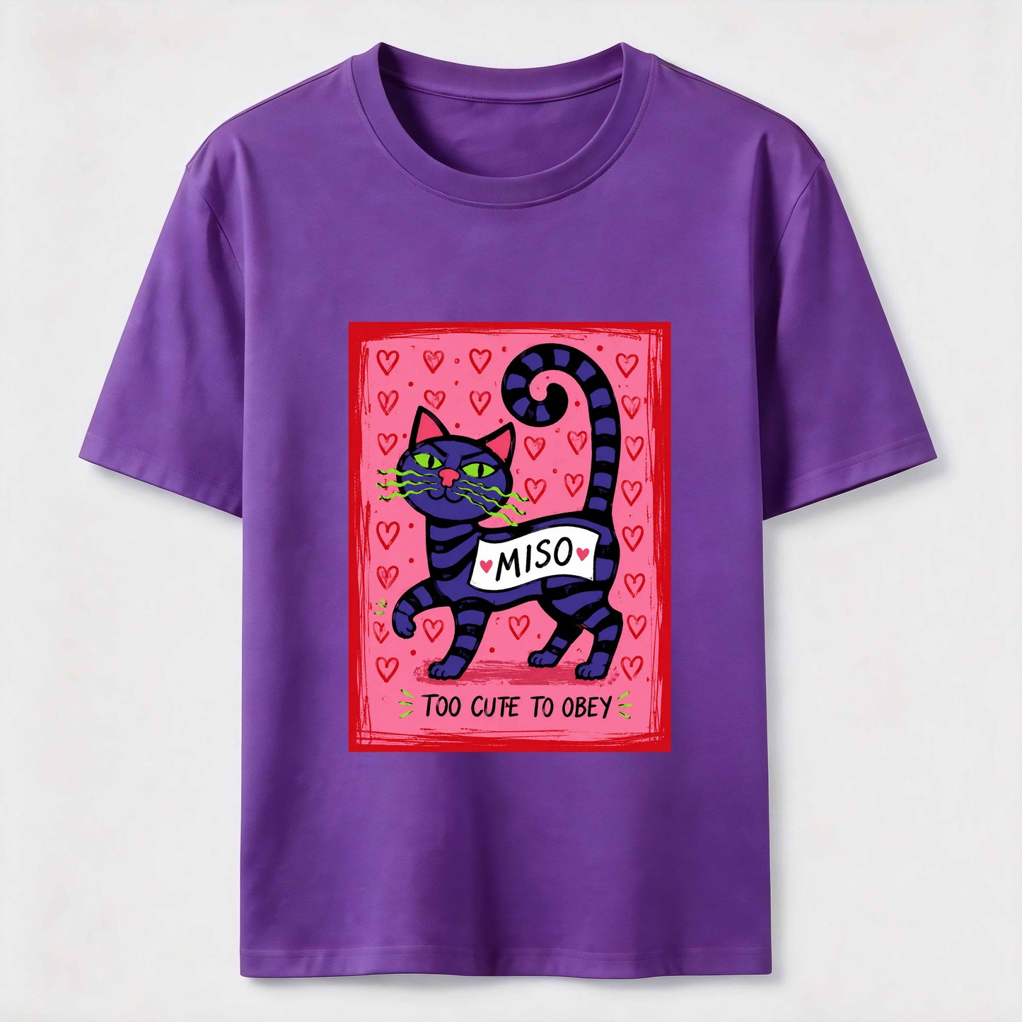 Mischievous Striped Cat Graphic T-Shirt