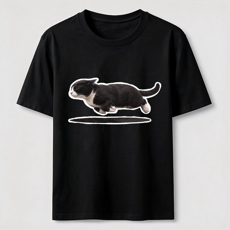 Flying Tuxedo Cat Graphic T-Shirt