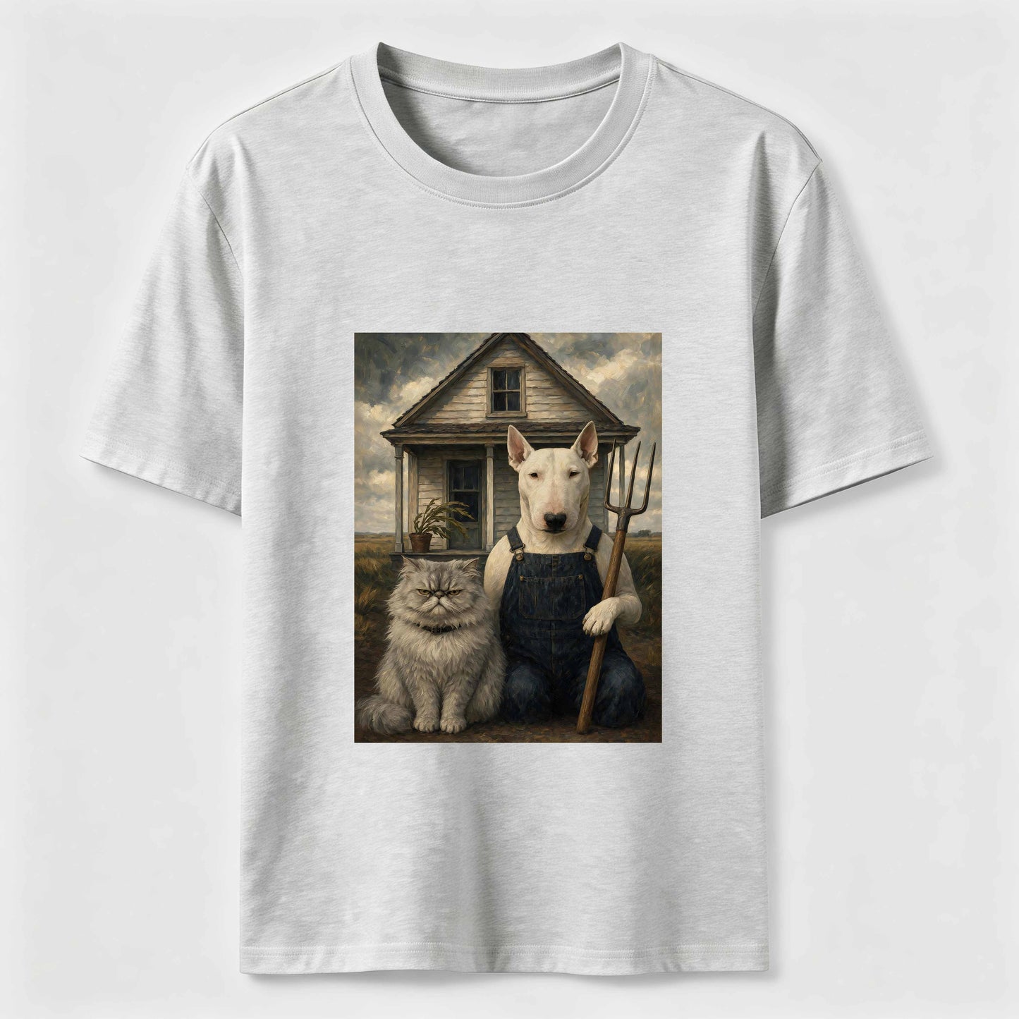 American Gothic Cat And Dog Tee