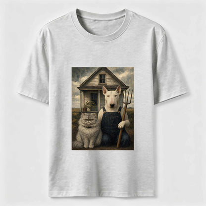 American Gothic Cat And Dog Tee