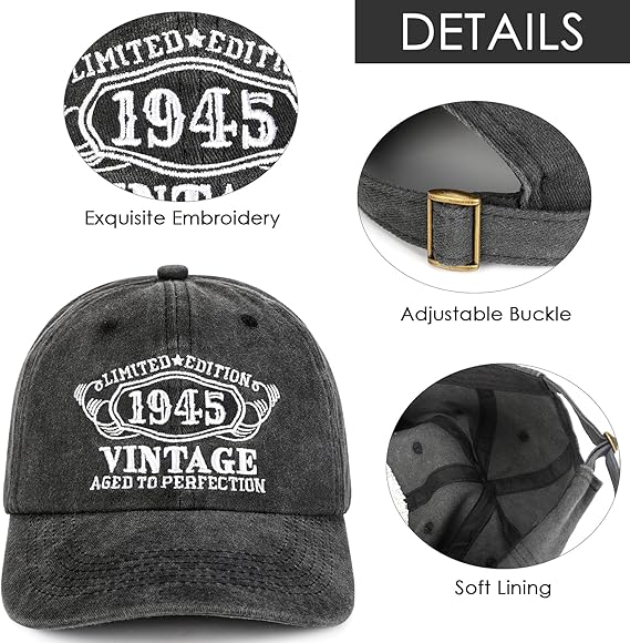 Limited Edition 80th Birthday Gifts for Men Women, Vintage 1946 Year Old Born In 1946 Cap Gifts Baseball Cap Hats for Him