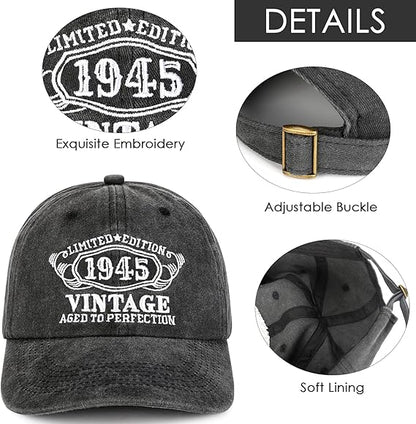 Limited Edition 80th Birthday Gifts for Men Women, Vintage 1946 Year Old Born In 1946 Cap Gifts Baseball Cap Hats for Him