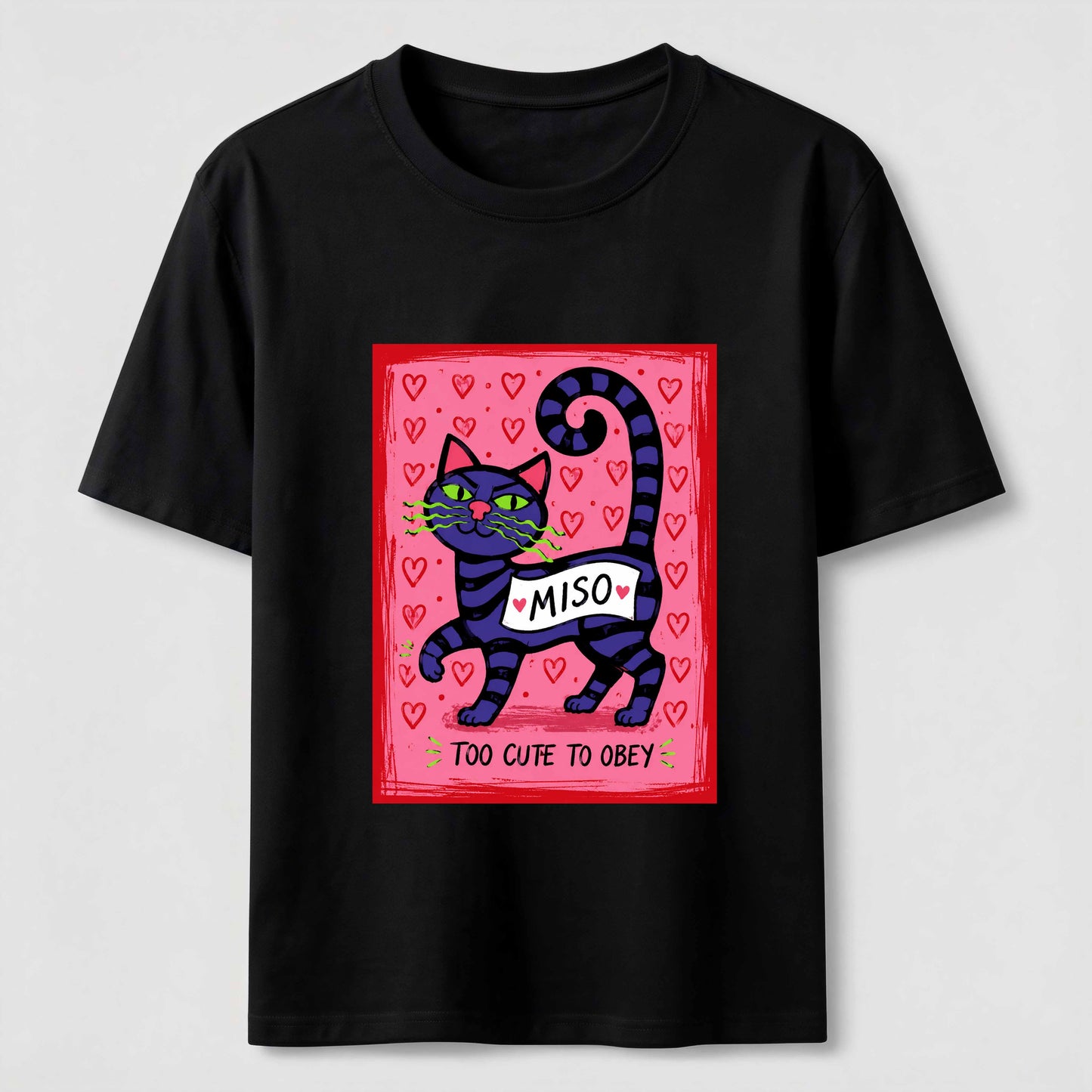 Mischievous Striped Cat Graphic T-Shirt