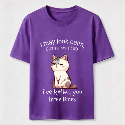 Calm Face Chaotic Mind Cat T-Shirt