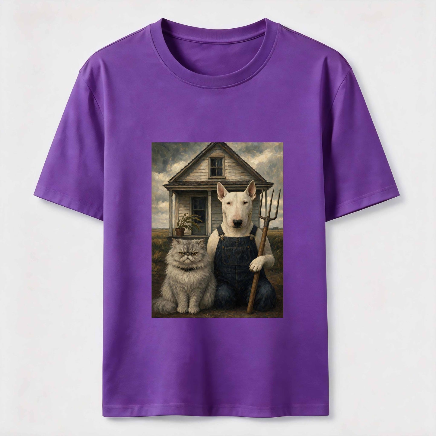 American Gothic Cat And Dog Tee