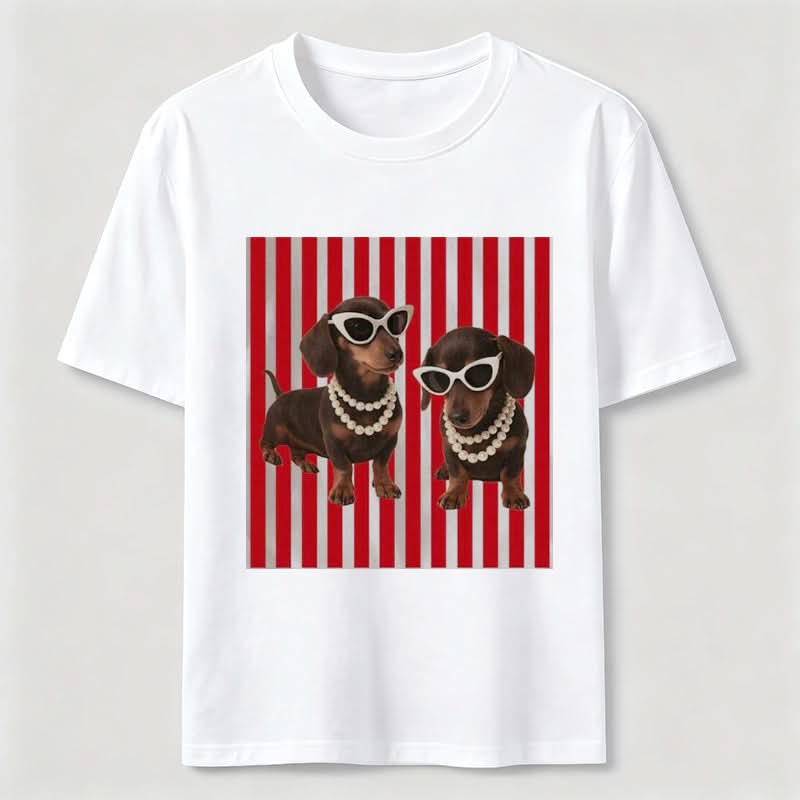 Cool Dachshund Stylish Wiener Dog Sunglasses Graphic Tee