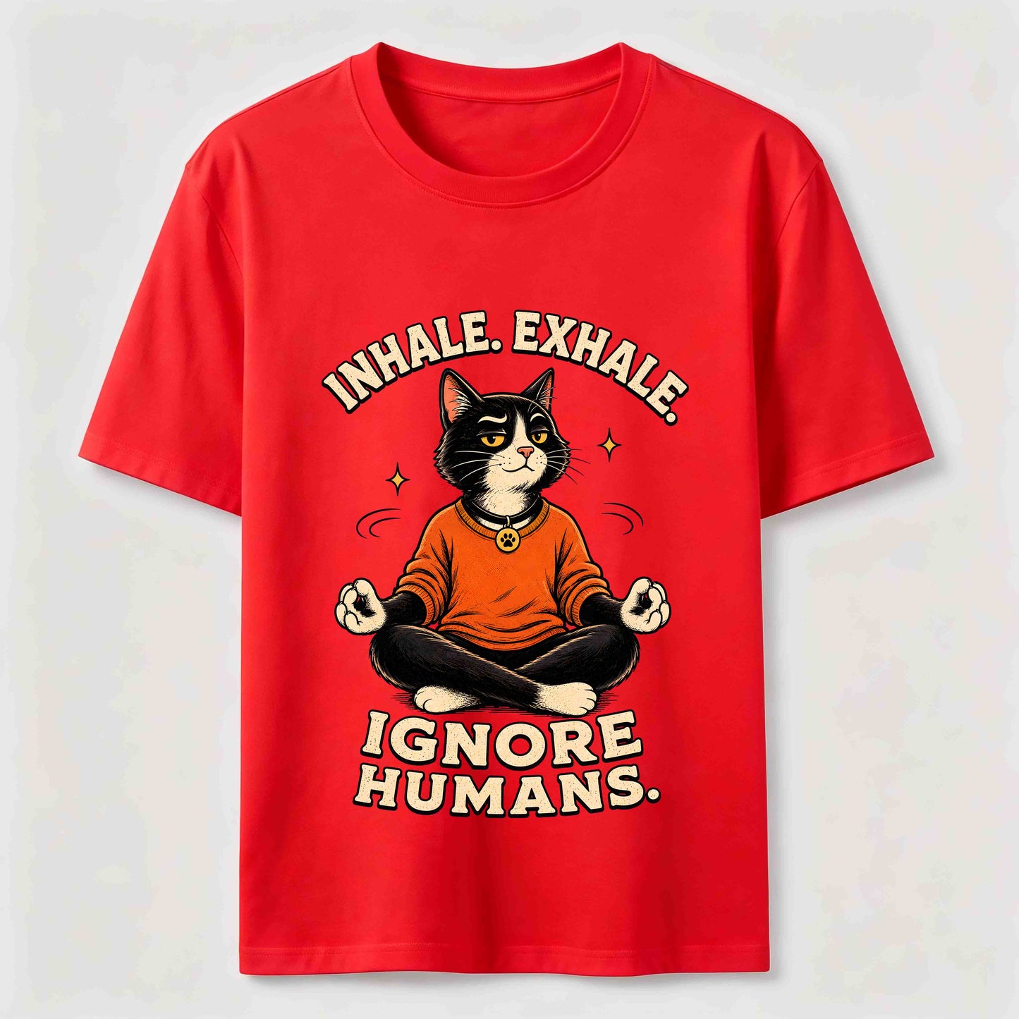 Zen Meditation Cat Humor T-Shirt
