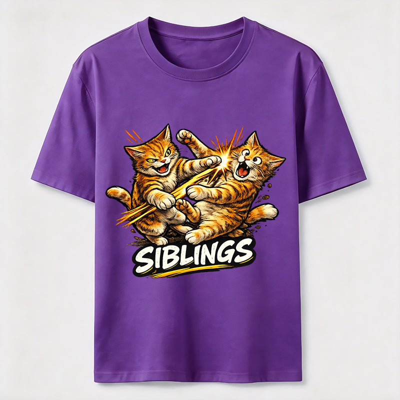 Playful Cat Siblings Graphic T-Shirt