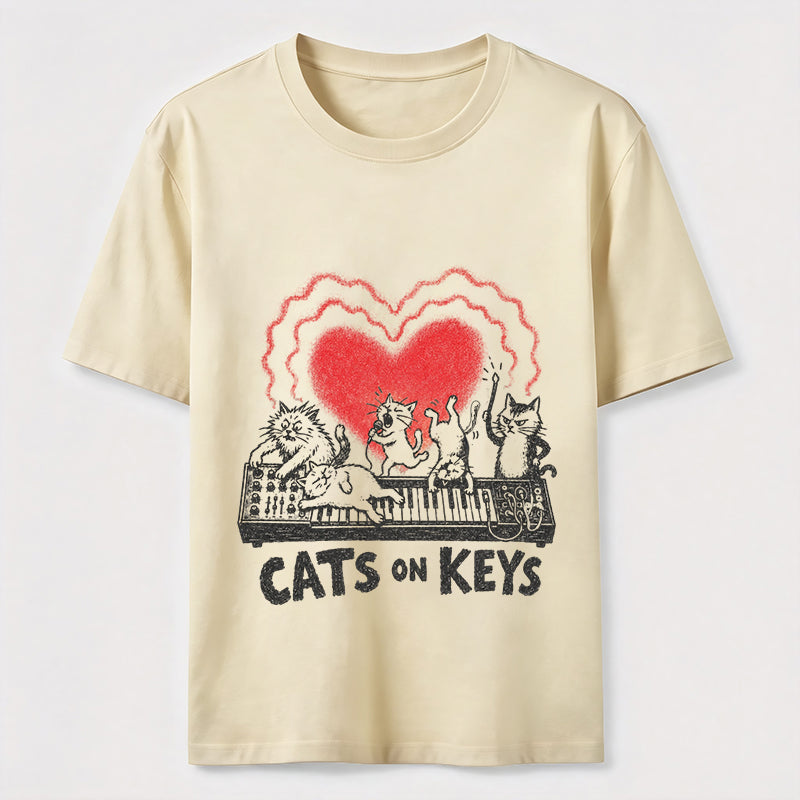 Cats On Keys Music Cat Lover Graphic Tee