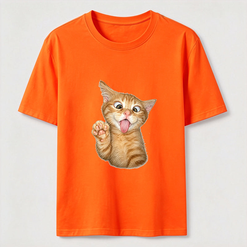 Funny Orange Kitten Wave Tee