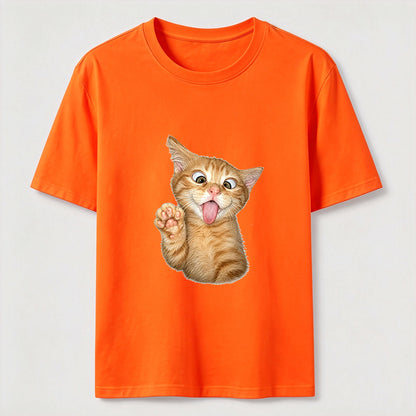 Funny Orange Kitten Wave Tee