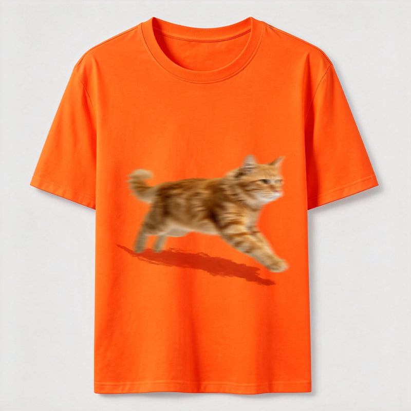 Orange Tabby Cat Running T-Shirt