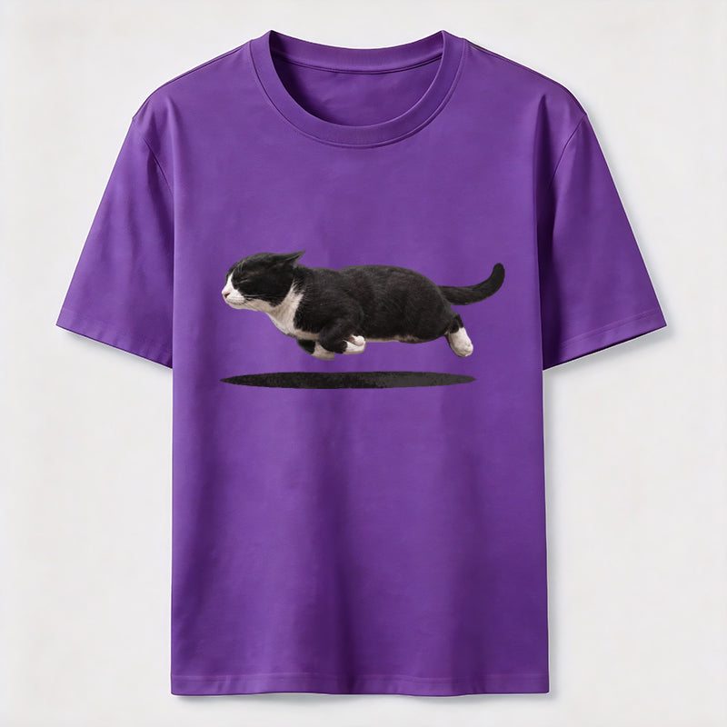 Flying Tuxedo Cat Graphic T-Shirt
