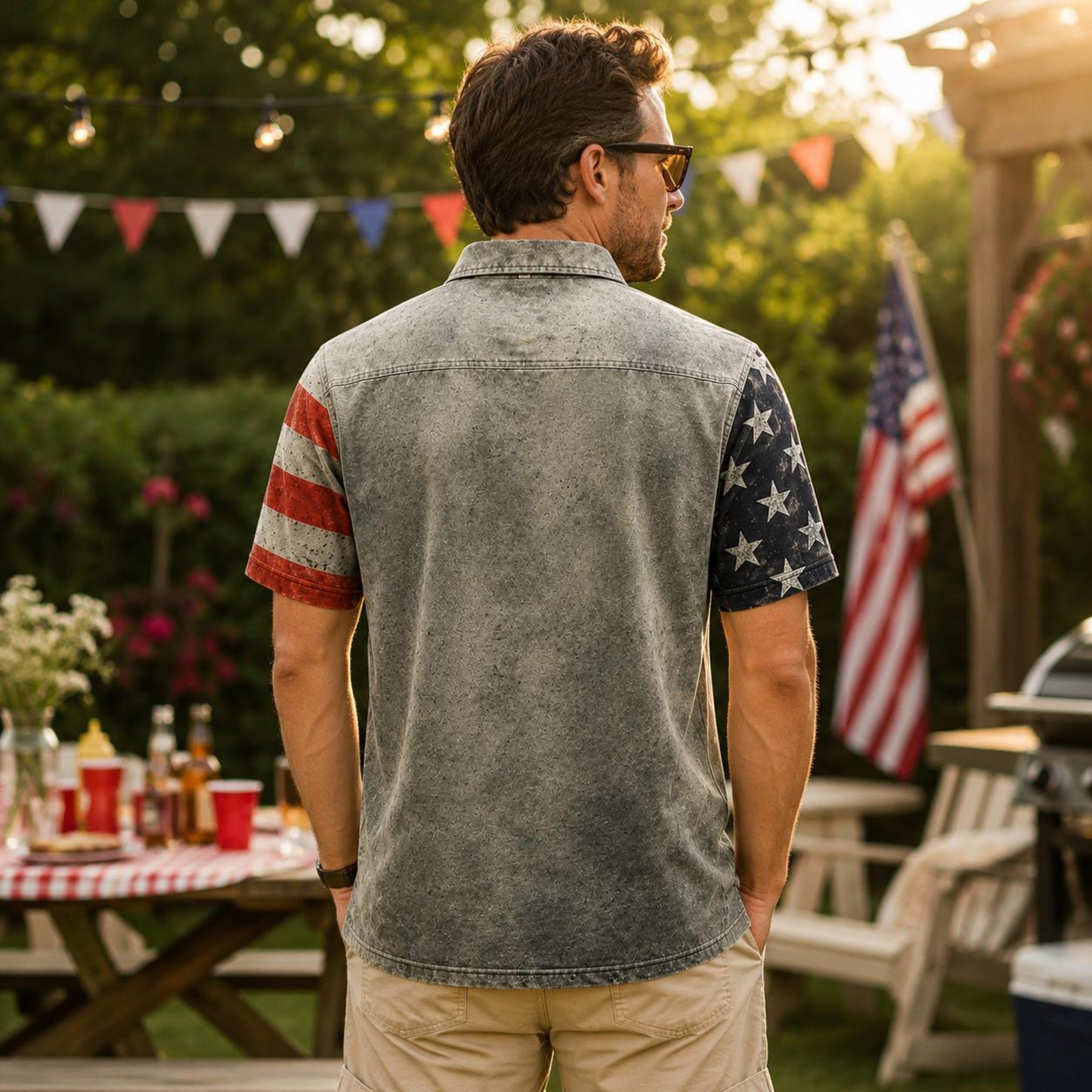 Vintage Patriotic Polo Shirt, USA Flag Mens Polo, 1776 2026 America 250th Shirt, 4th of July Summer Shirt