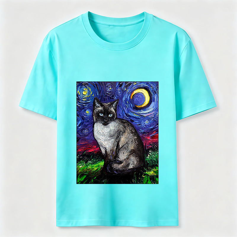 Starry Night Siamese Cat T-Shirt