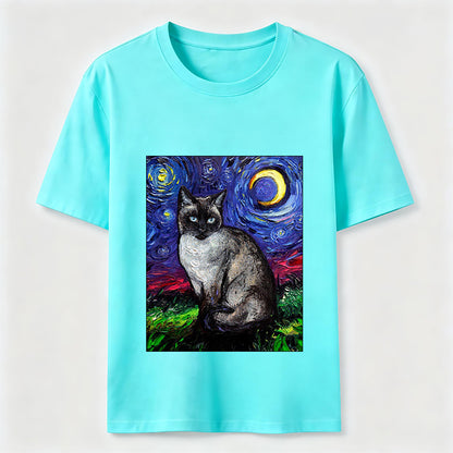 Starry Night Siamese Cat T-Shirt